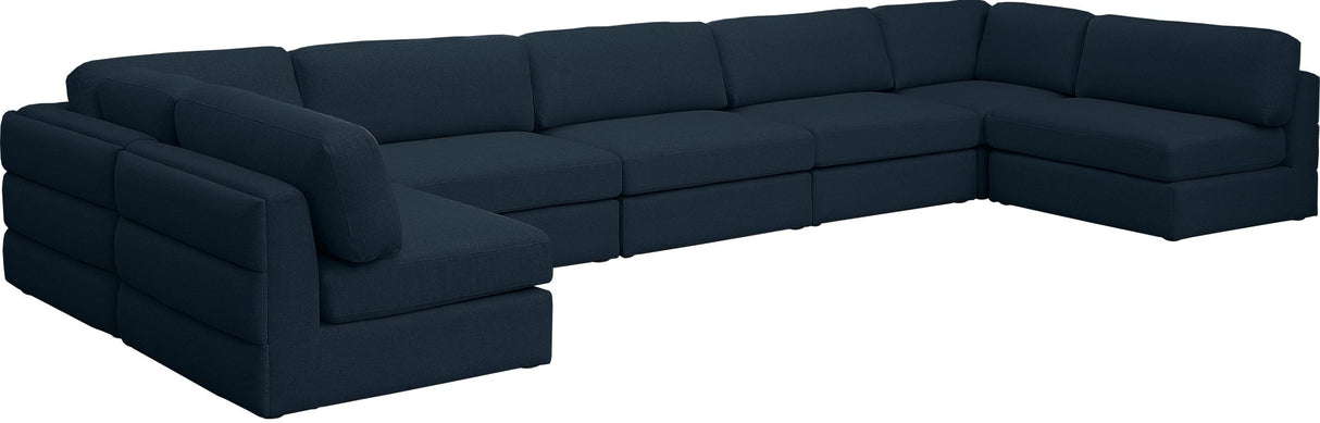 Beckham - Modular Sectional 7 Piece - Navy - Fabric | Home Elegance USA