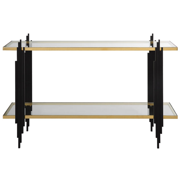 Empire Cityscape Console Table - Gold / Black by Uttermost - View 1
