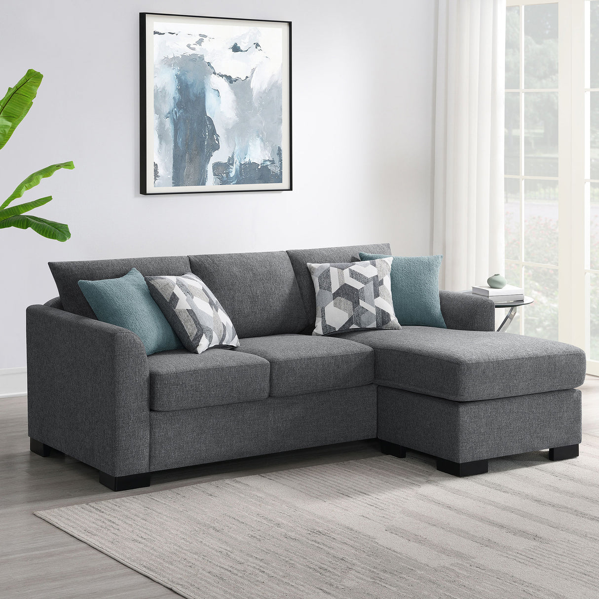 Pacheco Grey Upholstered Sleeper Sectional Chaise Sofa
