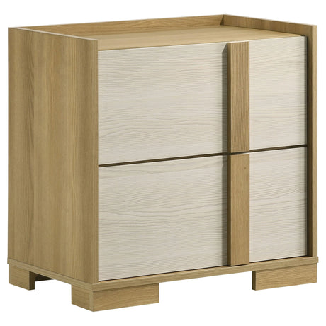 Hyland 5‑Piece Eastern King Bedroom Set in Natural Wood with LED Lighting – Modern Coastal | Coaster Furniture - sold by Home Elegance USA