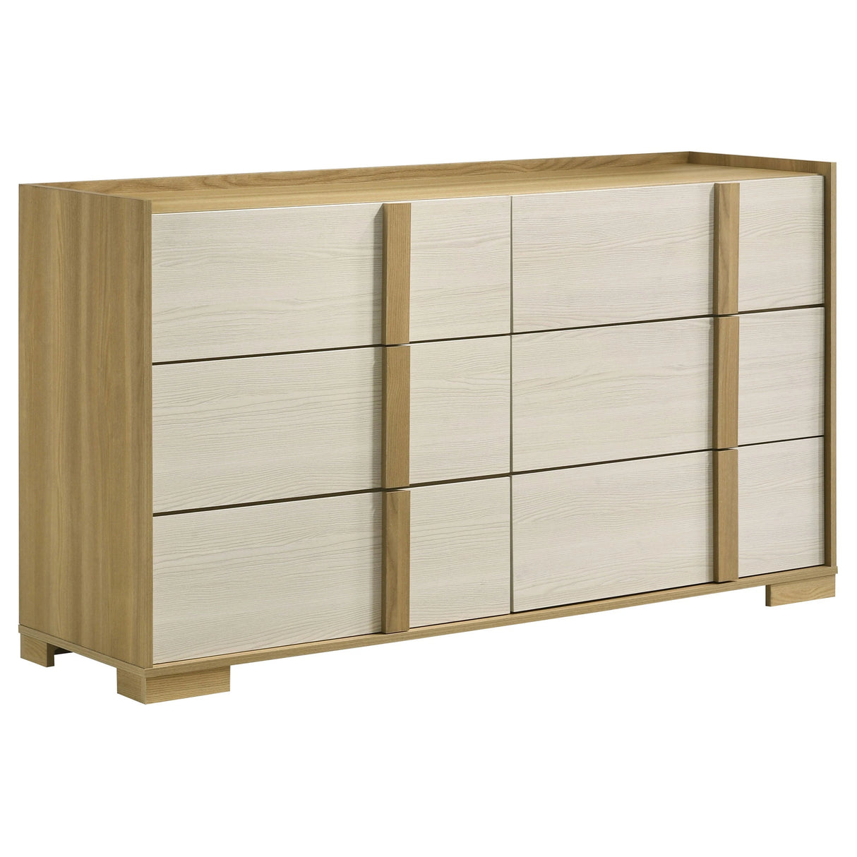 Hyland 5‑Piece Eastern King Bedroom Set in Natural Wood with LED Lighting – Modern Coastal | Coaster Furniture - sold by Home Elegance USA