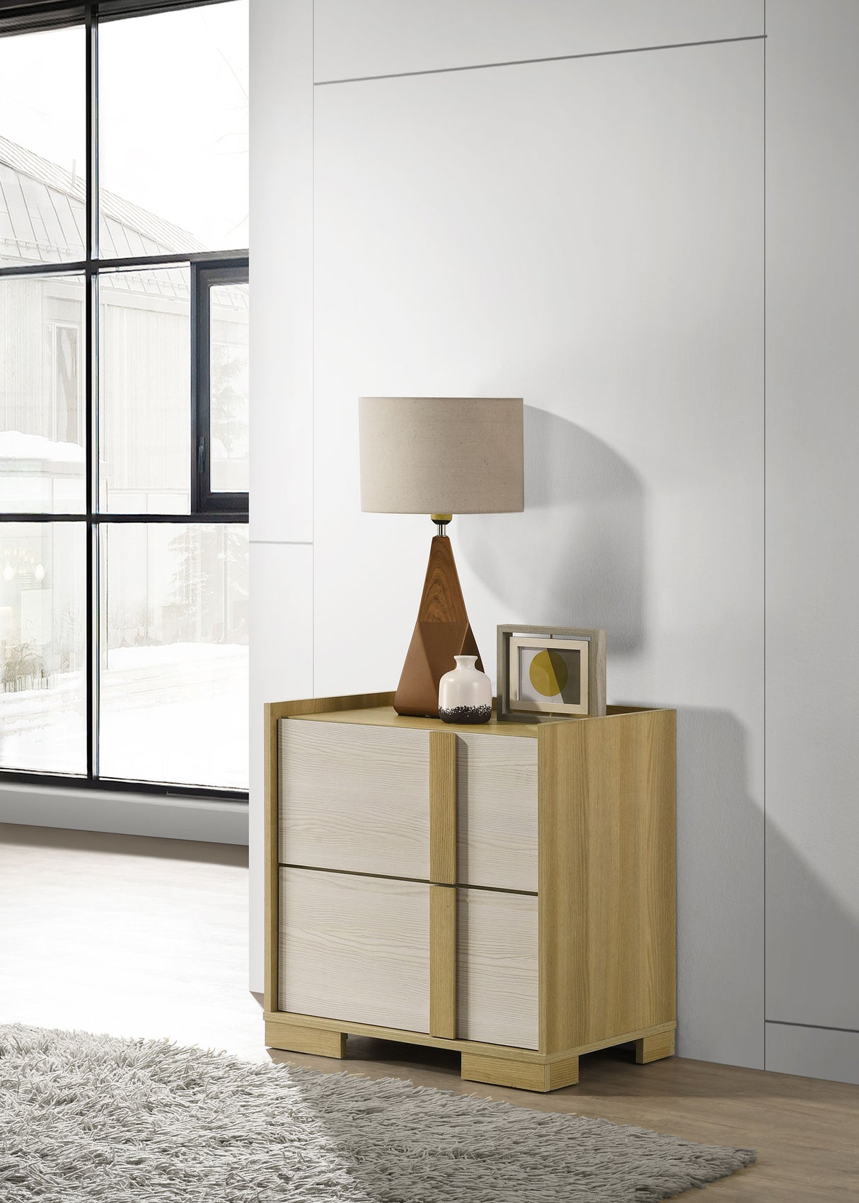 Hyland 2-drawer Nightstand Bedside Table Natural - Home Elegance USA