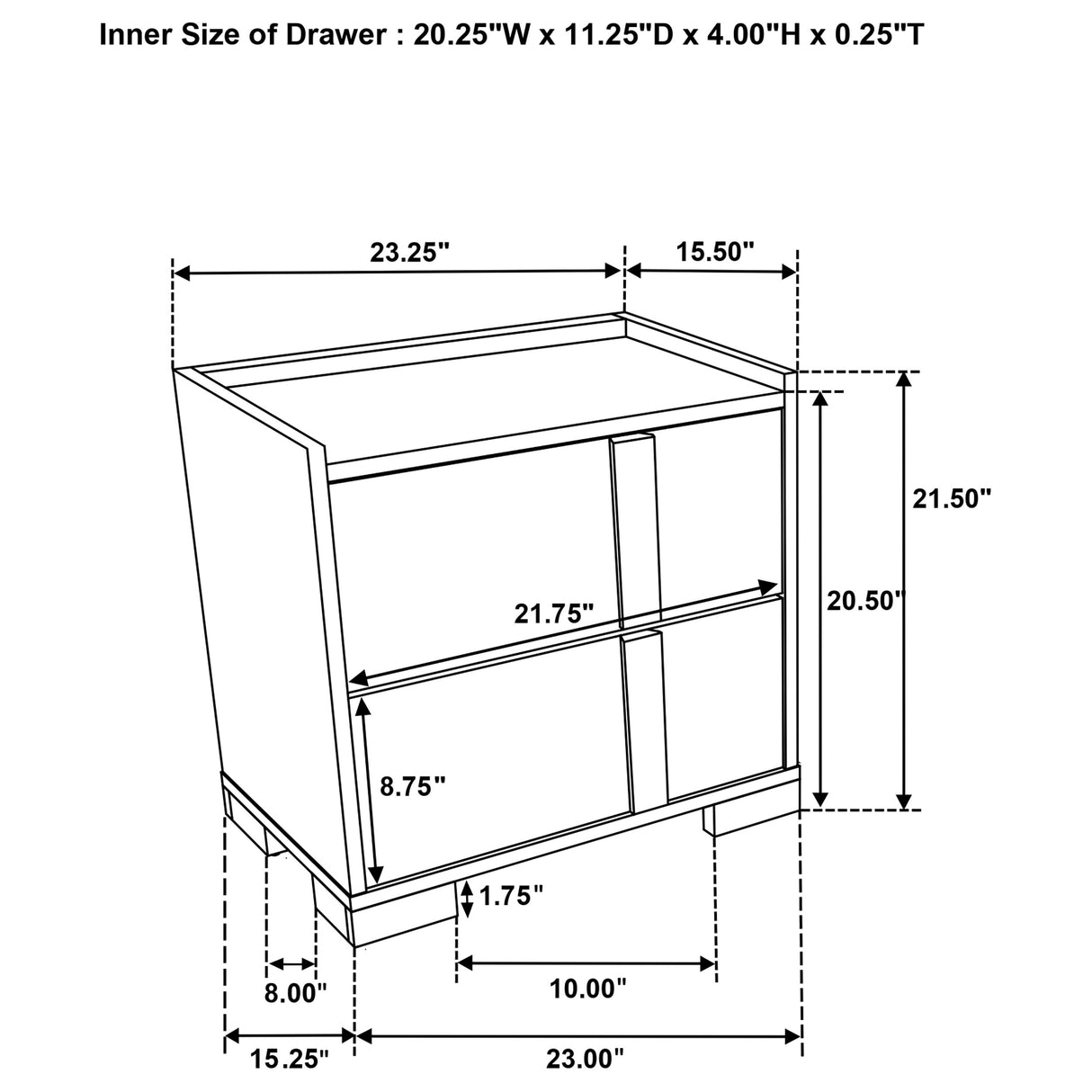 Hyland 2-drawer Nightstand Bedside Table Natural - Home Elegance USA