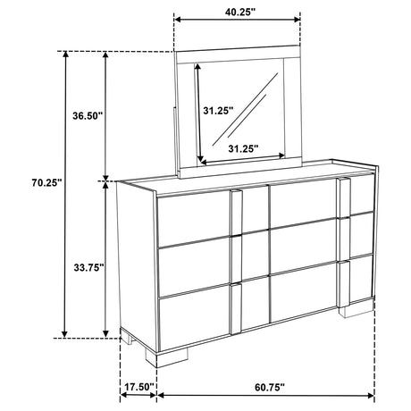 Hyland 6-drawer Dresser with Mirror Natural - Home Elegance USA