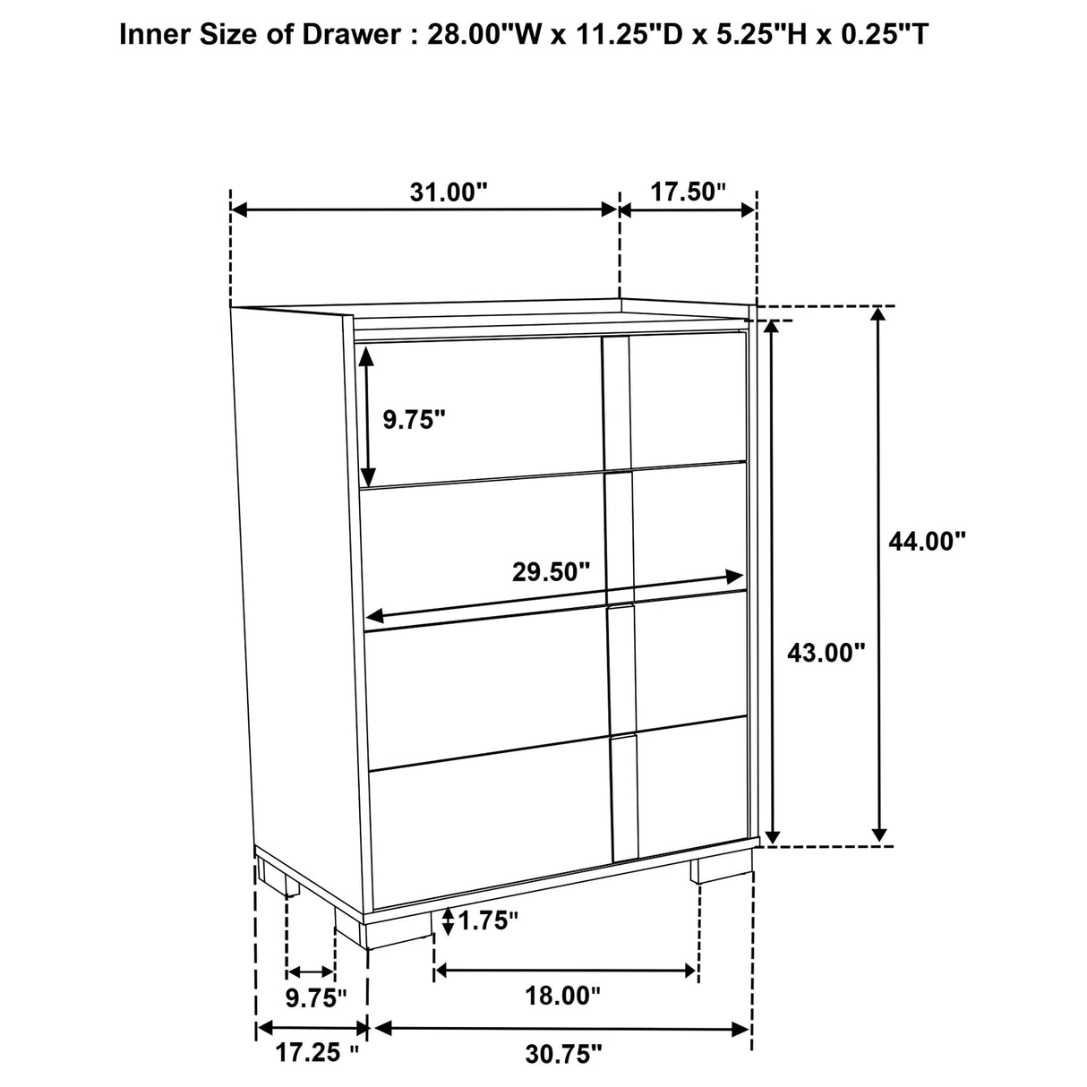 Hyland 4-drawer Chest of Drawers Natural - Home Elegance USA