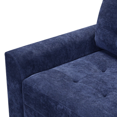 Navy Blue L-shape Sofa Bed with Pull-out Sleeper, USB Ports, Power Sockets, Corded Velveteen, 82.6' - sold by Home Elegance USA