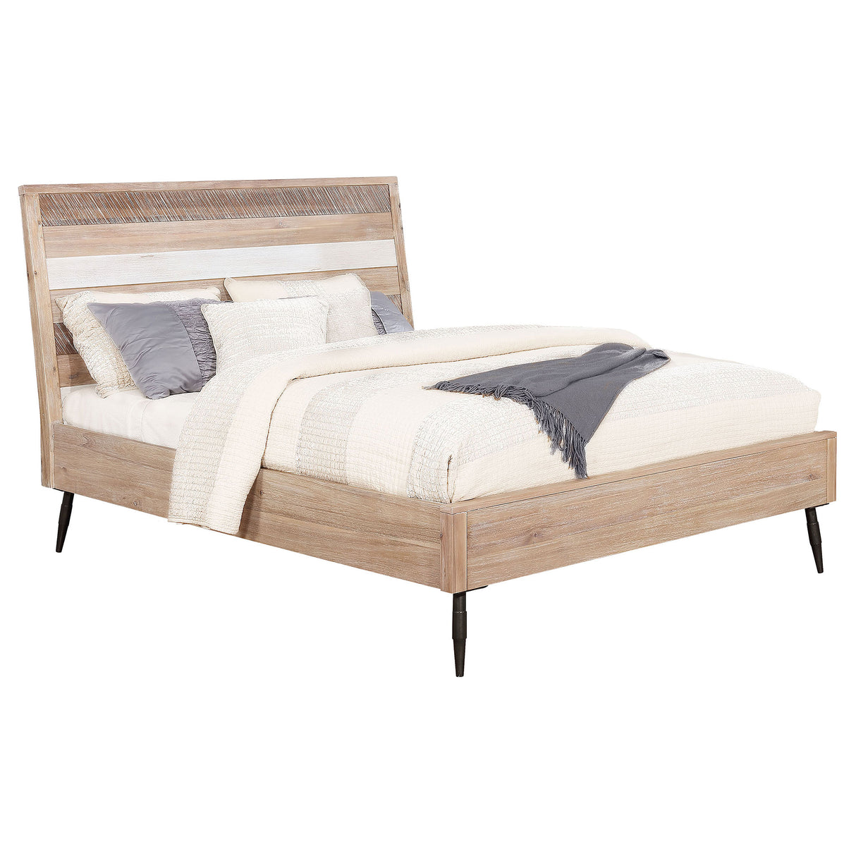 Eastern King Bed - Marlow Wood Eastern King Panel Bed Rough Sawn Multi