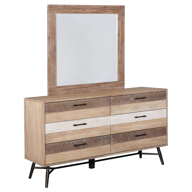 Dresser With Mirror - Marlow 6-drawer Dresser with Mirror Rough Sawn Multi