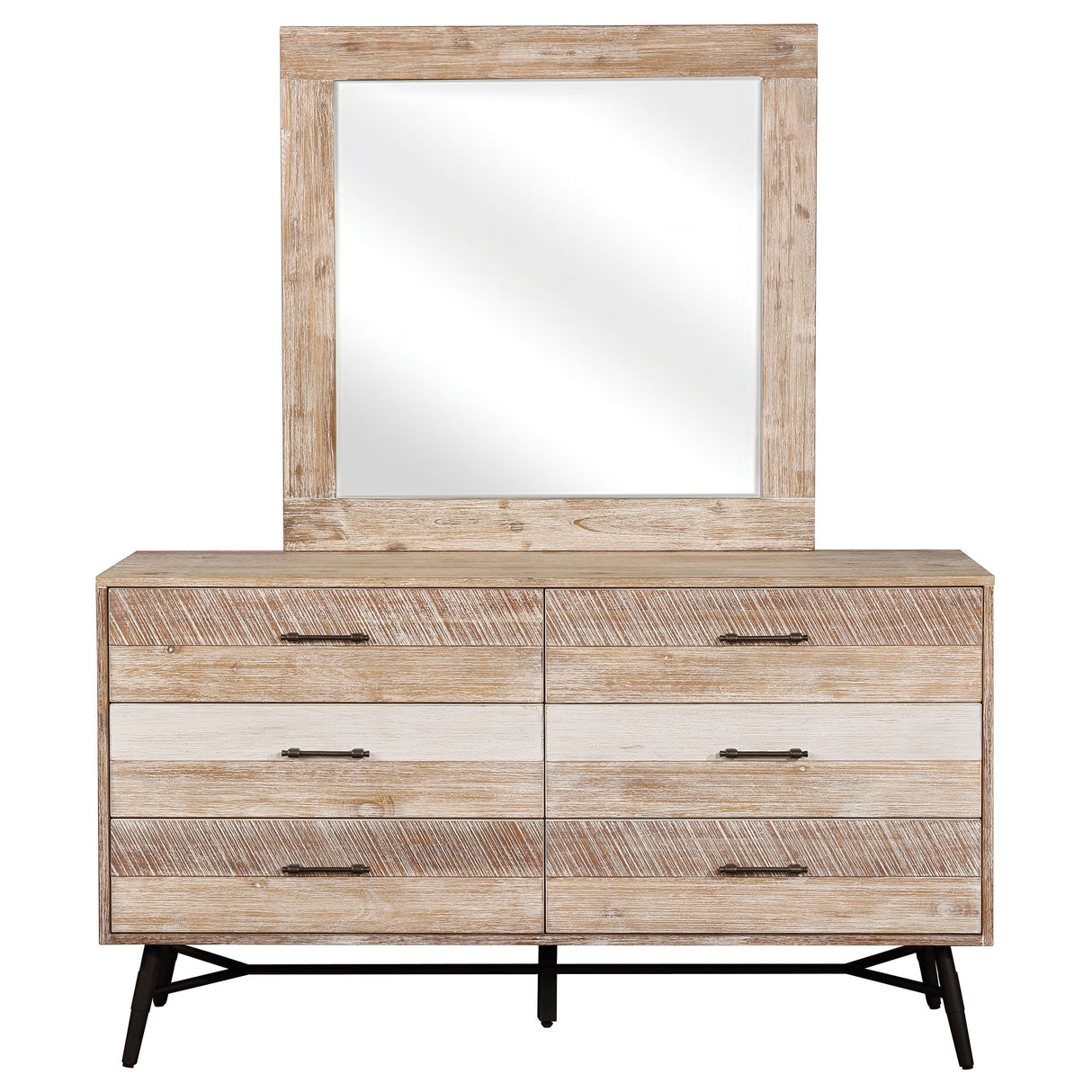 Dresser With Mirror - Marlow 6-drawer Dresser with Mirror Rough Sawn Multi