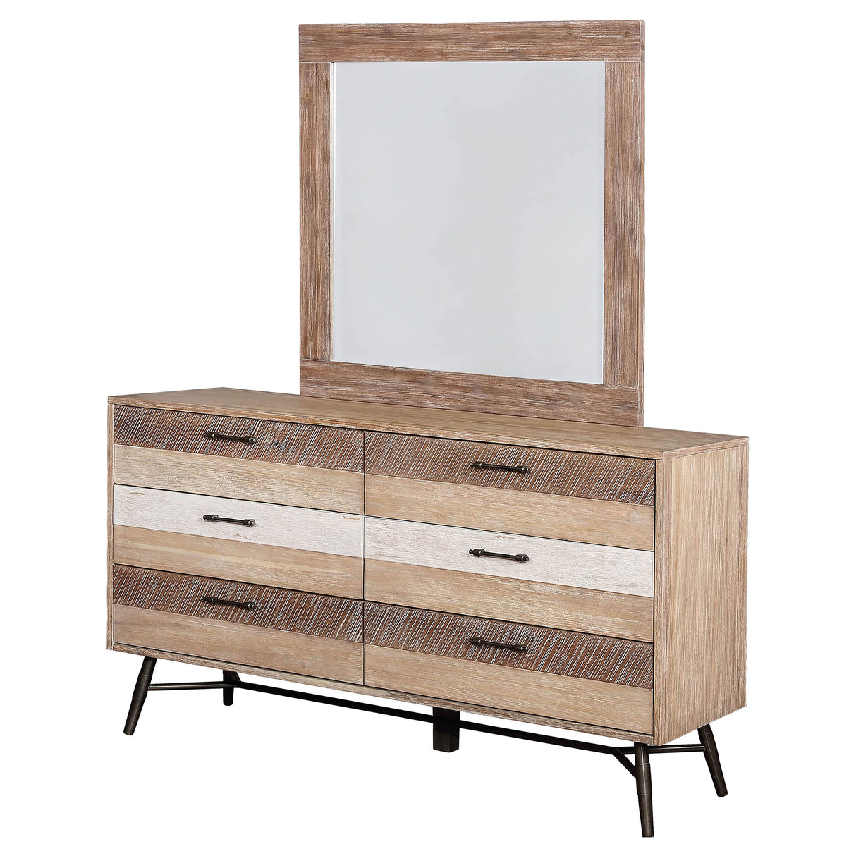 Dresser With Mirror - Marlow 6-drawer Dresser with Mirror Rough Sawn Multi