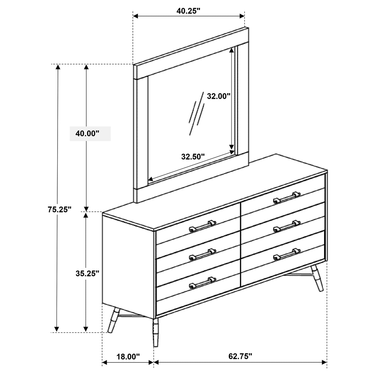 Dresser With Mirror - Marlow 6-drawer Dresser with Mirror Rough Sawn Multi