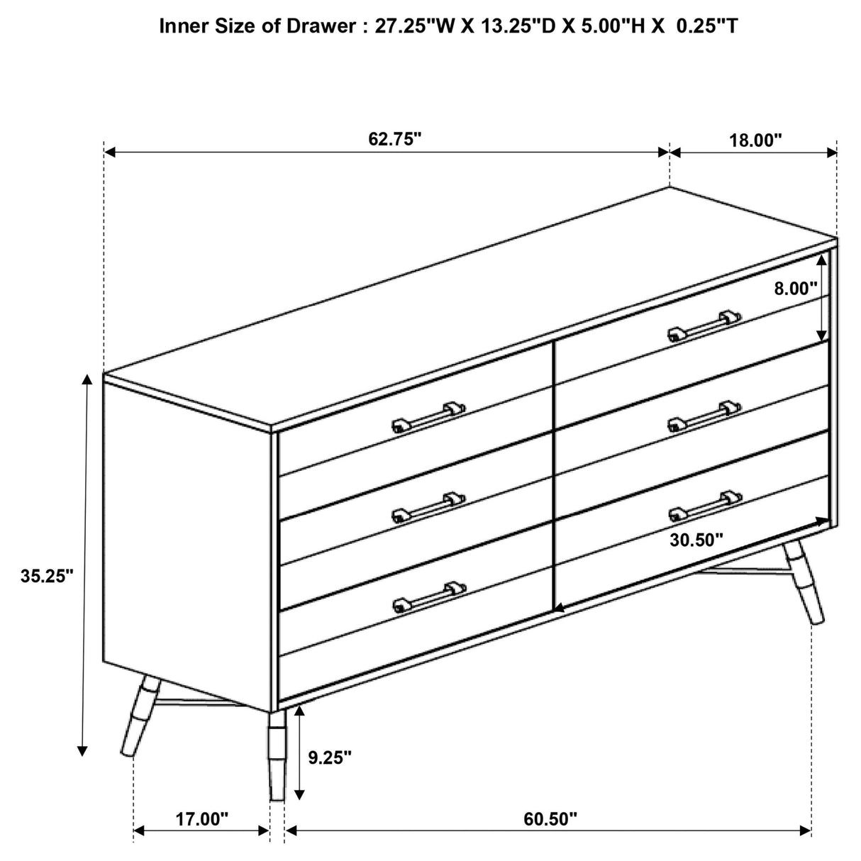 Dresser - Marlow 6-drawer Dresser Rough Sawn Multi