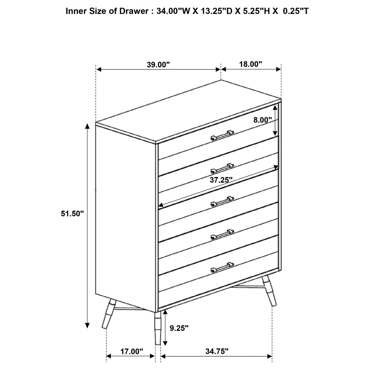 Chest - Marlow 5-drawer Chest Rough Sawn Multi