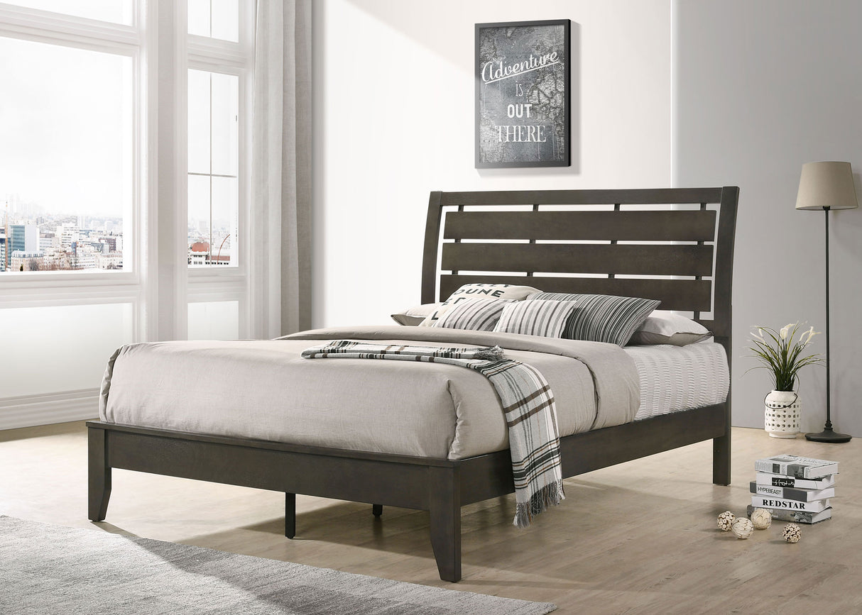 Eastern King Bed - Serenity Wood Eastern King Panel Bed Mod Grey