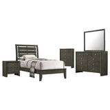 Twin Bed 5 Pc Set - Serenity 5-piece Twin Bedroom Set Mod Grey