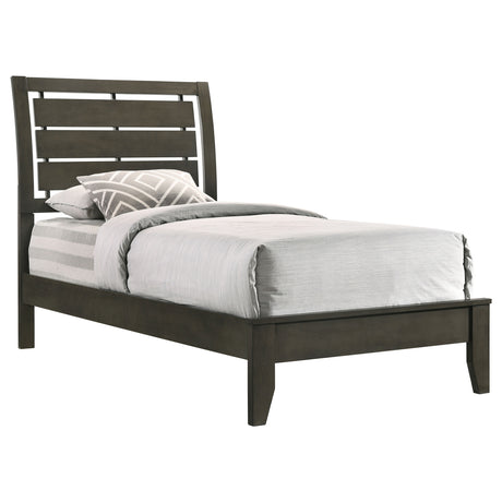 Twin Bed - Serenity Wood Twin Panel Bed Mod Grey