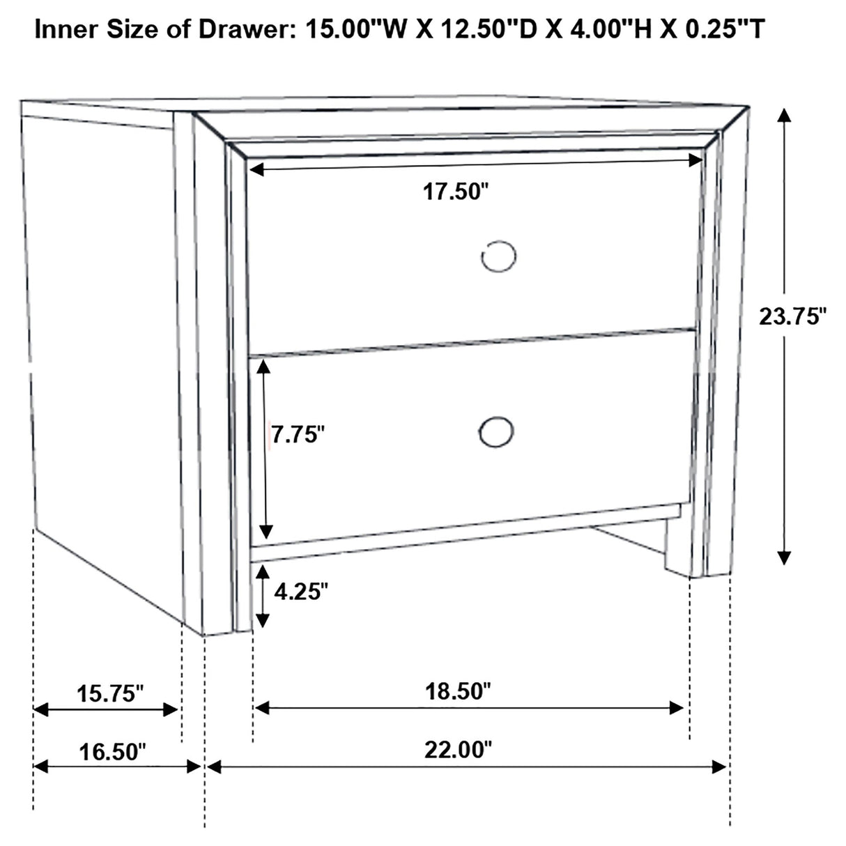 Nightstand - Serenity 2-drawer Nightstand Mod Grey