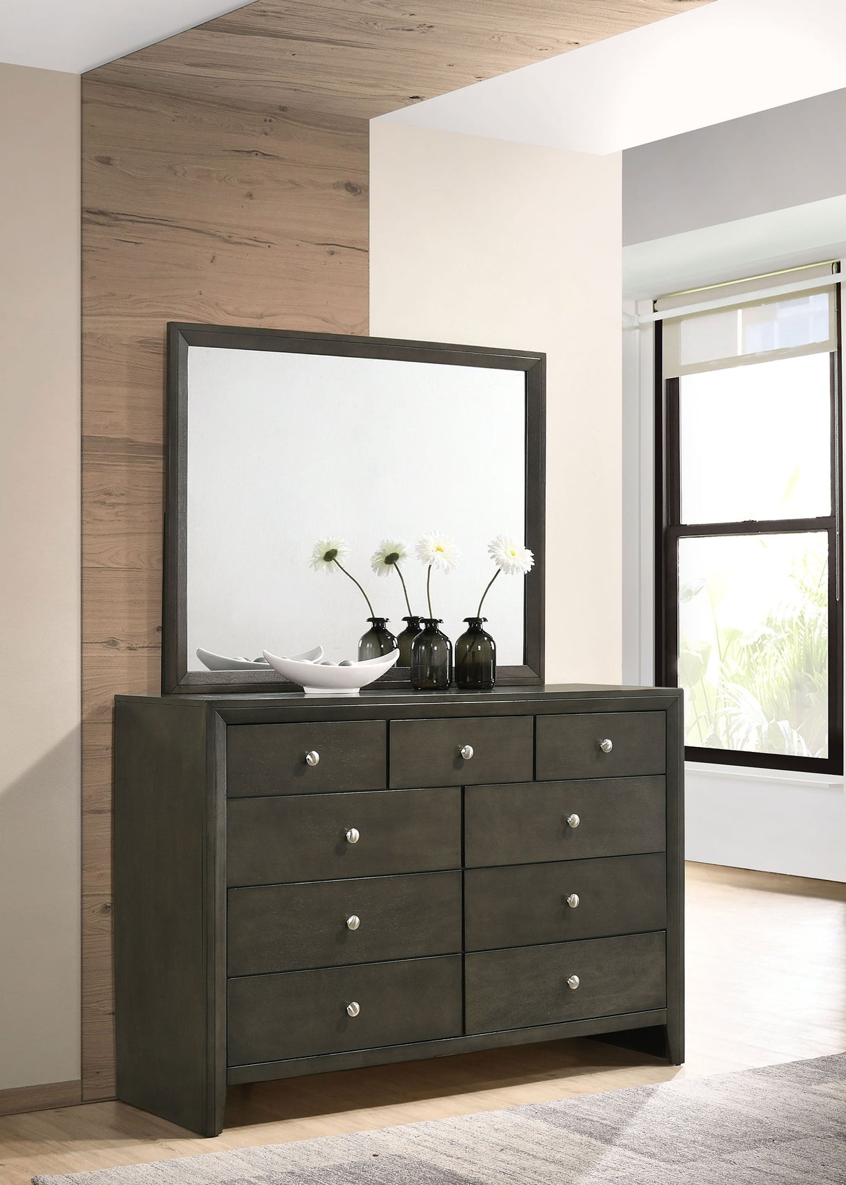 Dresser With Mirror - Serenity 9-drawer Dresser with Mirror Mod Grey