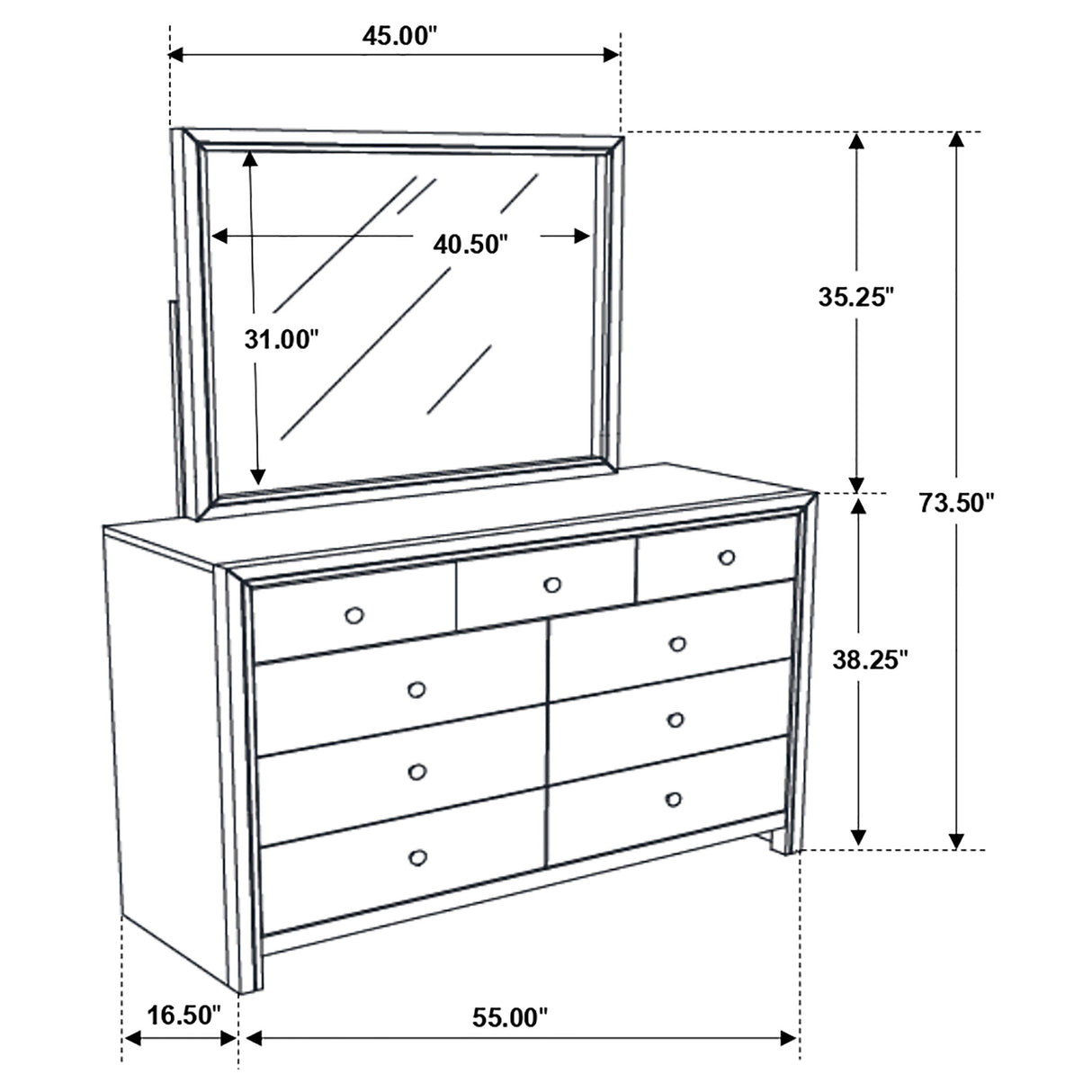 Dresser With Mirror - Serenity 9-drawer Dresser with Mirror Mod Grey