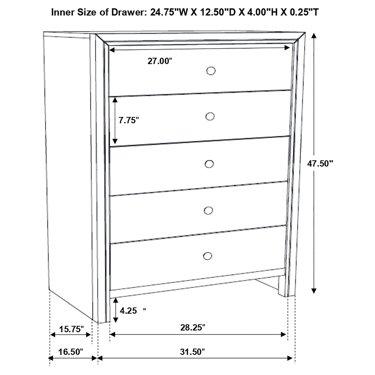 Chest - Serenity 5-drawer Chest Mod Grey