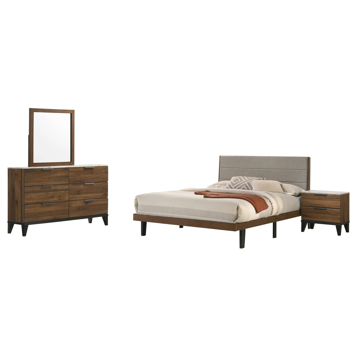 Eastern King Bed 4 Pc Set - Mays 4-piece Eastern King Bedroom Set Walnut