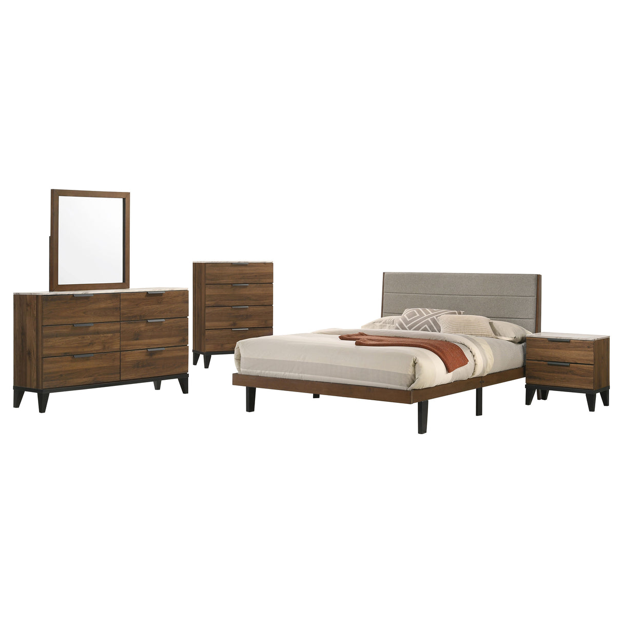 Queen Bed 5 Pc Set - Mays 5-piece Queen Bedroom Set Walnut