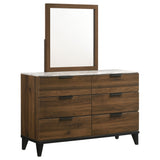 Dresser With Mirror - Mays 6-drawer Dresser with Mirror Walnut Brown with Faux Marble Top