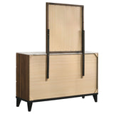 Dresser With Mirror - Mays 6-drawer Dresser with Mirror Walnut Brown with Faux Marble Top