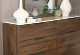 Dresser With Mirror - Mays 6-drawer Dresser with Mirror Walnut Brown with Faux Marble Top