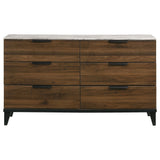 Dresser - Mays 6-drawer Dresser Walnut Brown with Faux Marble Top