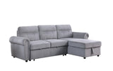 Ashton Gray Velvet Fabric Reversible Sleeper Sectional Sofa Chaise | Home Elegance USA