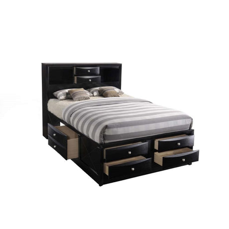 Acme - Ireland EK Bed W/Storage 21606EK Black Finish