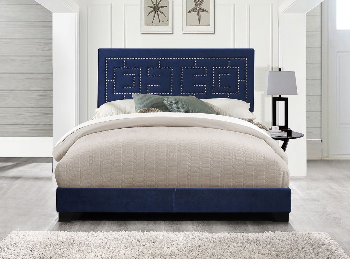 Acme - Ishiko III EK Bed 21637EK Dark Blue Velvet