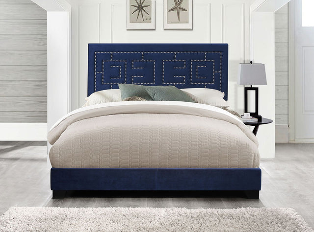 Acme - Ishiko III Queen Bed 21640Q Dark Blue Velvet