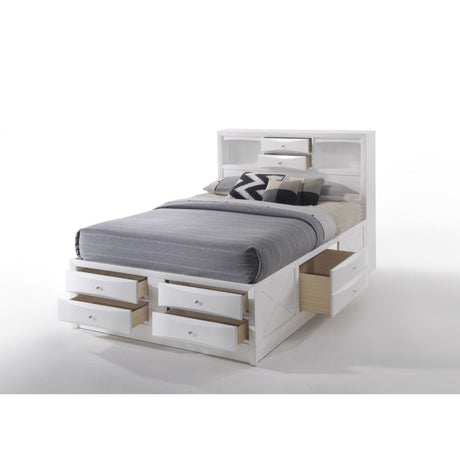 Acme - Ireland EK Bed W/Storage 21696EK White Finish