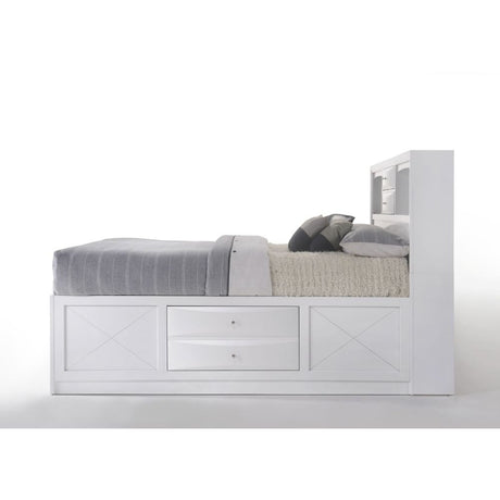 Acme - Ireland EK Bed W/Storage 21696EK White Finish