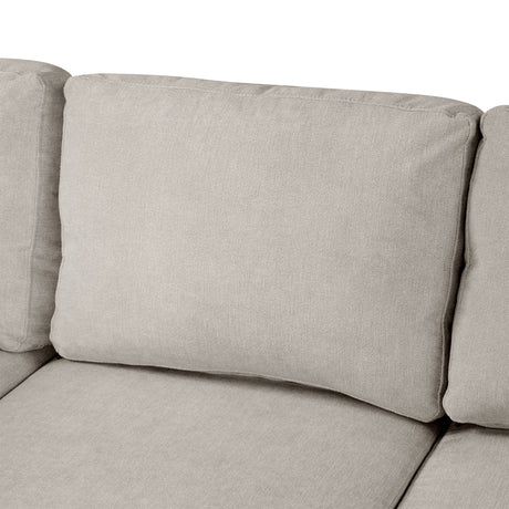 Beige Chenille U-Shaped Sectional Sofa with Pull-out Bed, USB Ports, Storage Chaise & Back Pillows - sold by Home Elegance USA