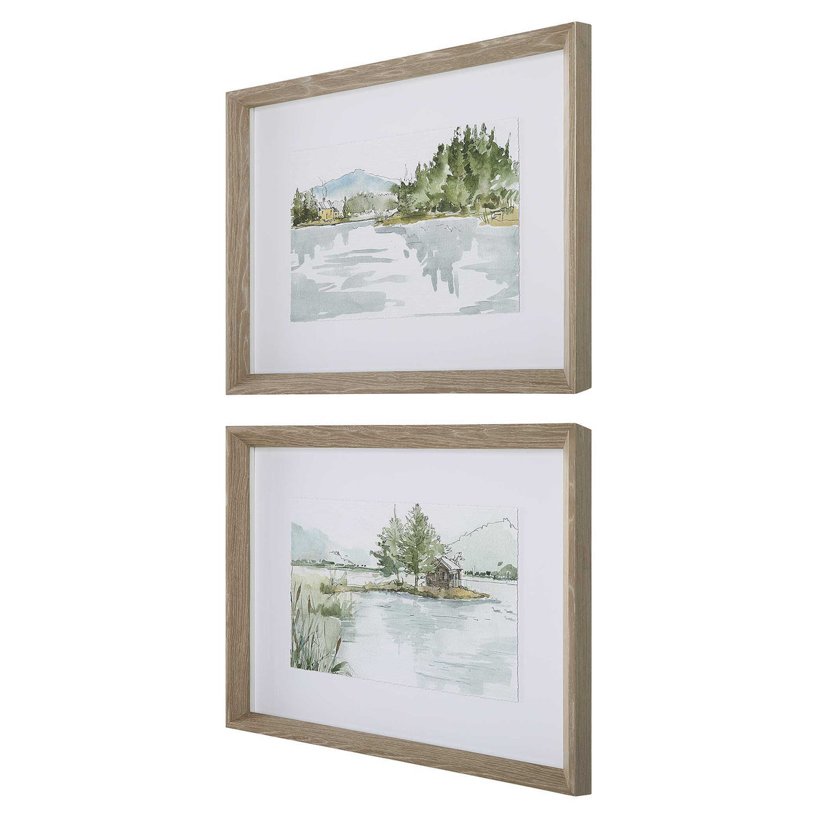 Serene Lake Framed Prints (Set of 2) - Light Brown by Uttermost - View 4