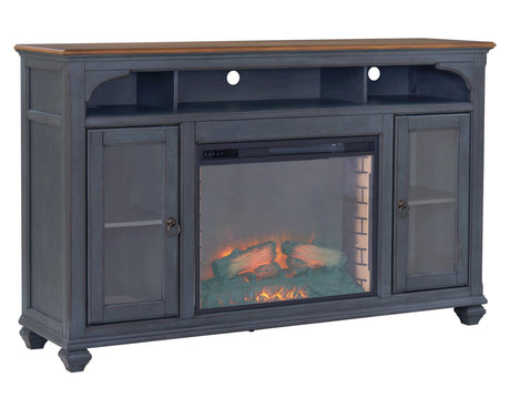 66 in Fireplace TV Stand for TVs up to 80 inches, Corduroy Blue Finish - sold by Home Elegance USA