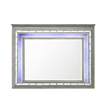 Acme - Antares Mirror W/Led 21824 Light Gray Oak Finish