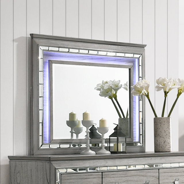 Antares Mirror W/Led 21824 Light Gray Oak Finish | Acme - 21824 - Home Elegance USA - 1