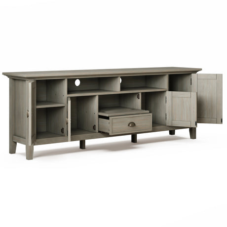 Redmond 72 inch Wide Solid Wood TV Stand in Distressed Grey For TVs up to 80 inches - sold by Home Elegance USA