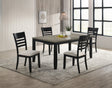 Contemporary 5pc Dining Set Rectangular Table Two- Tone Finish Wood Base Ladder Back Upholstery Chairs Black Gray Finish Wooden Dining Room Furniture - sold by Home Elegance USA