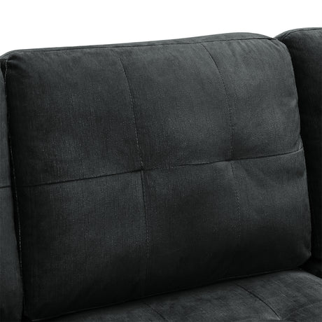 Sectional 3-Seaters Sofa with Reversible Chaise, Storage Ottoman and Cup Holders, Metal Legs and Copper Nails,Two White Villose Pillows ,Black(107.5' x 80.5' x36') - sold by Home Elegance USA
