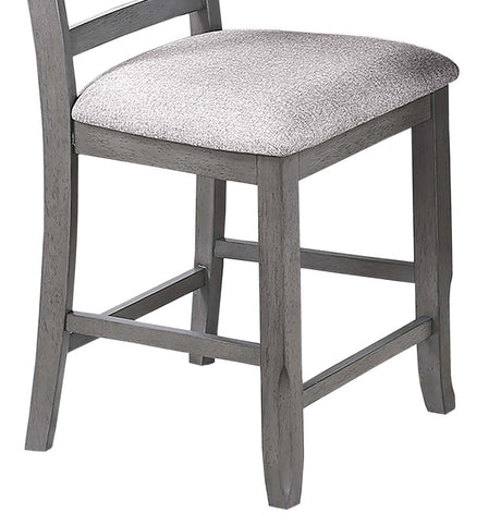 Contemporary 7pc Counter Height Dining Set Gray Table w Lazy Susan Built-in Leaf 6x High Chairs Kitchen Dining Room Storage Space Furniture - sold by Home Elegance USA