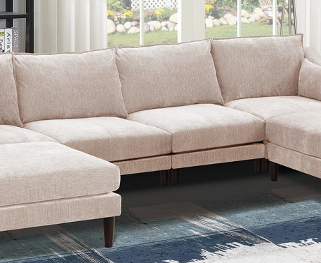Modern Gorgeous 6pcs Modular Sectional Set Armless Chairs One Arm Chair Ottoman U-Shaped Couch Living Room Furniture - sold by Home Elegance USA