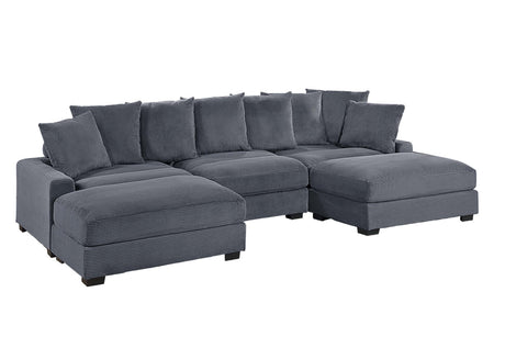 Contemporary Dark Gray 5pc Modular Sectional Set Corduroy Couch LAF & RAF Chairs 1x Armless Chairs 2x Ottomans Living Room Furniture - sold by Home Elegance USA