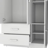 Armoire Wardrove 71', 4 Doors, Hanging Rod, 3 Cabinets, 6 Shelves, White - sold by Home Elegance USA