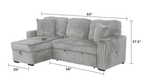 Plush Sectional Sofa W/ Pull Out Sleeper made with Velvet fabric- Gray (CA inventory) - sold by Home Elegance USA