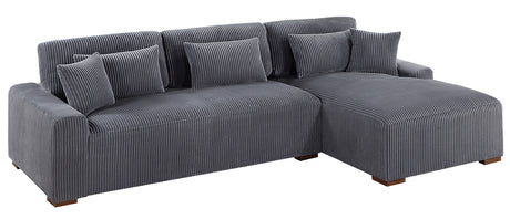 Modern 2pc Sectional Set XL Plush Corduroy Fabric Dark Gray LAF Sofa RAF Chaise Living Room Couch - sold by Home Elegance USA